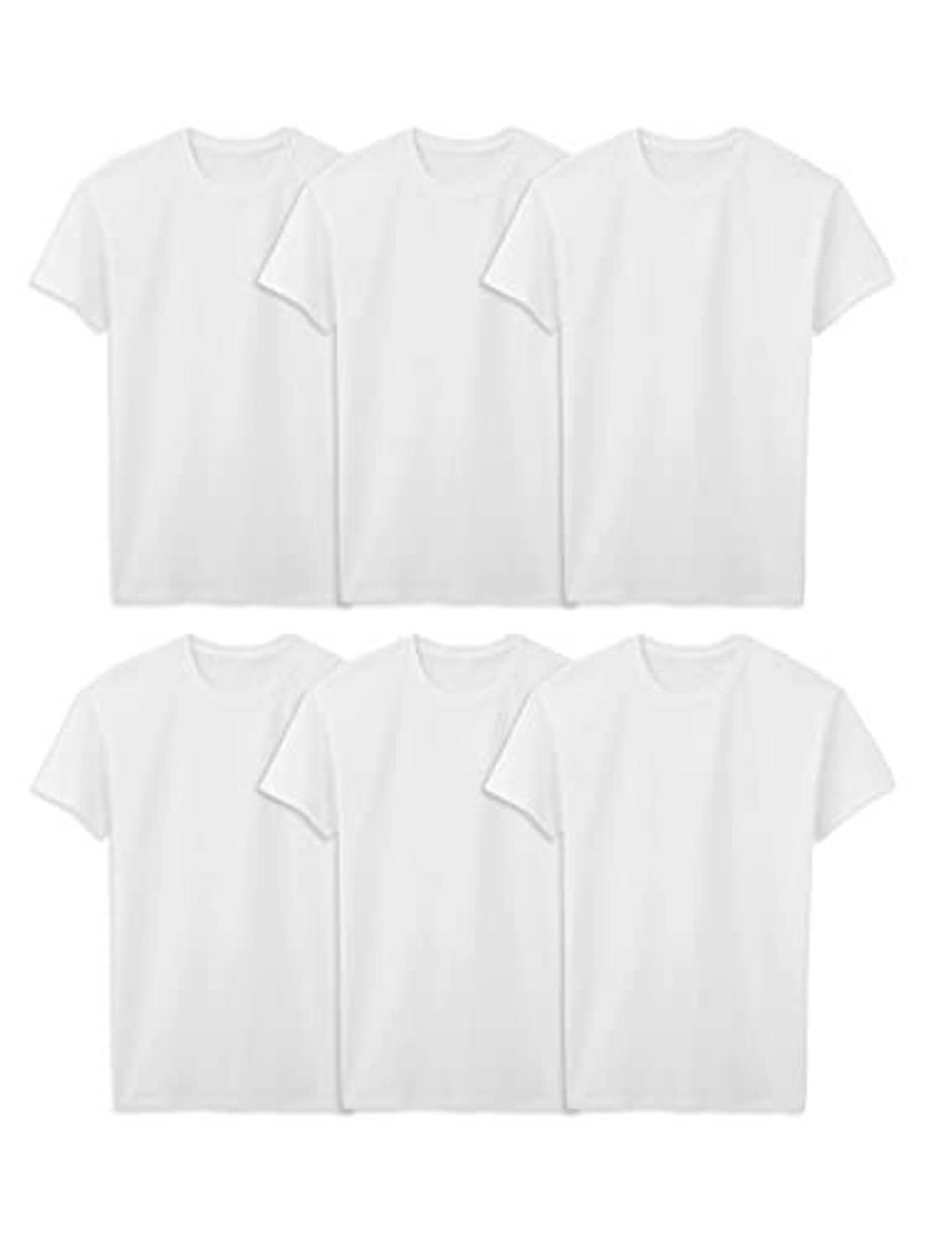 Men's white crew-neck cotton T-shirts, 3-pack, short sleeves