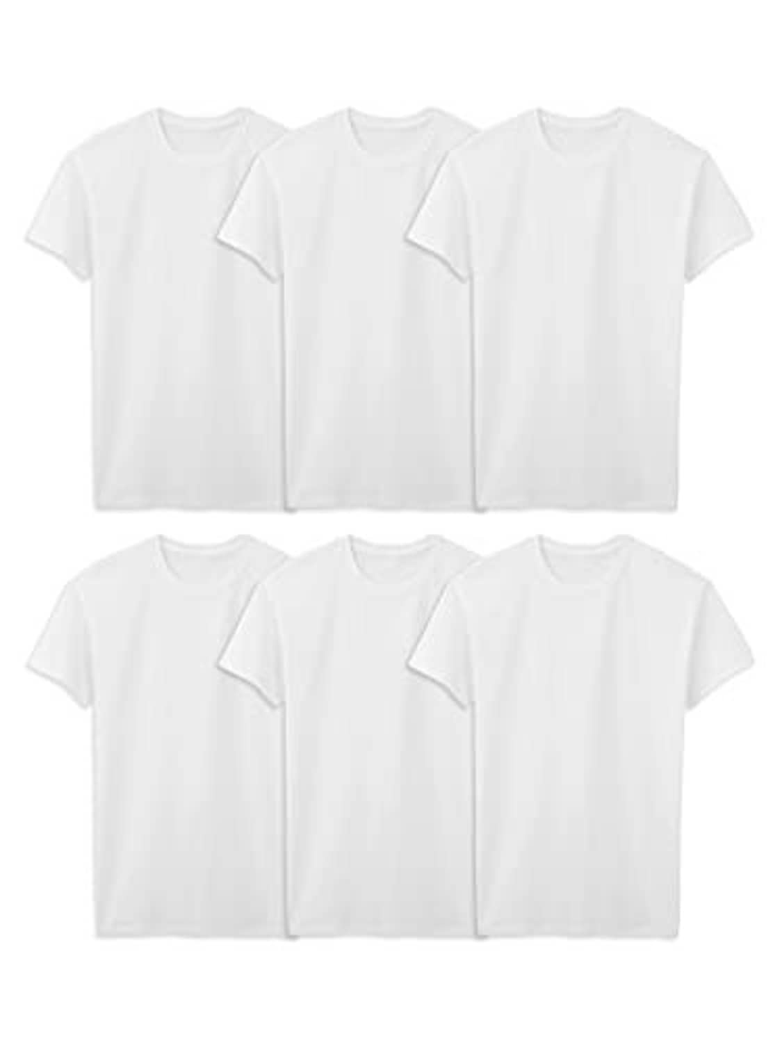 Men's white crew-neck cotton T-shirts, 3-pack, short sleeves
