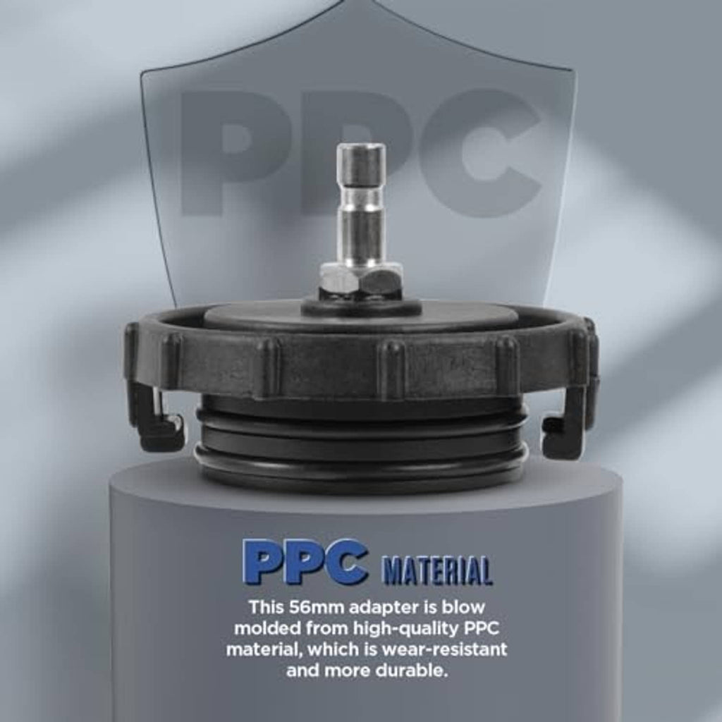 Brake bleeder adapter with PPC material housing and silver threaded port, front view