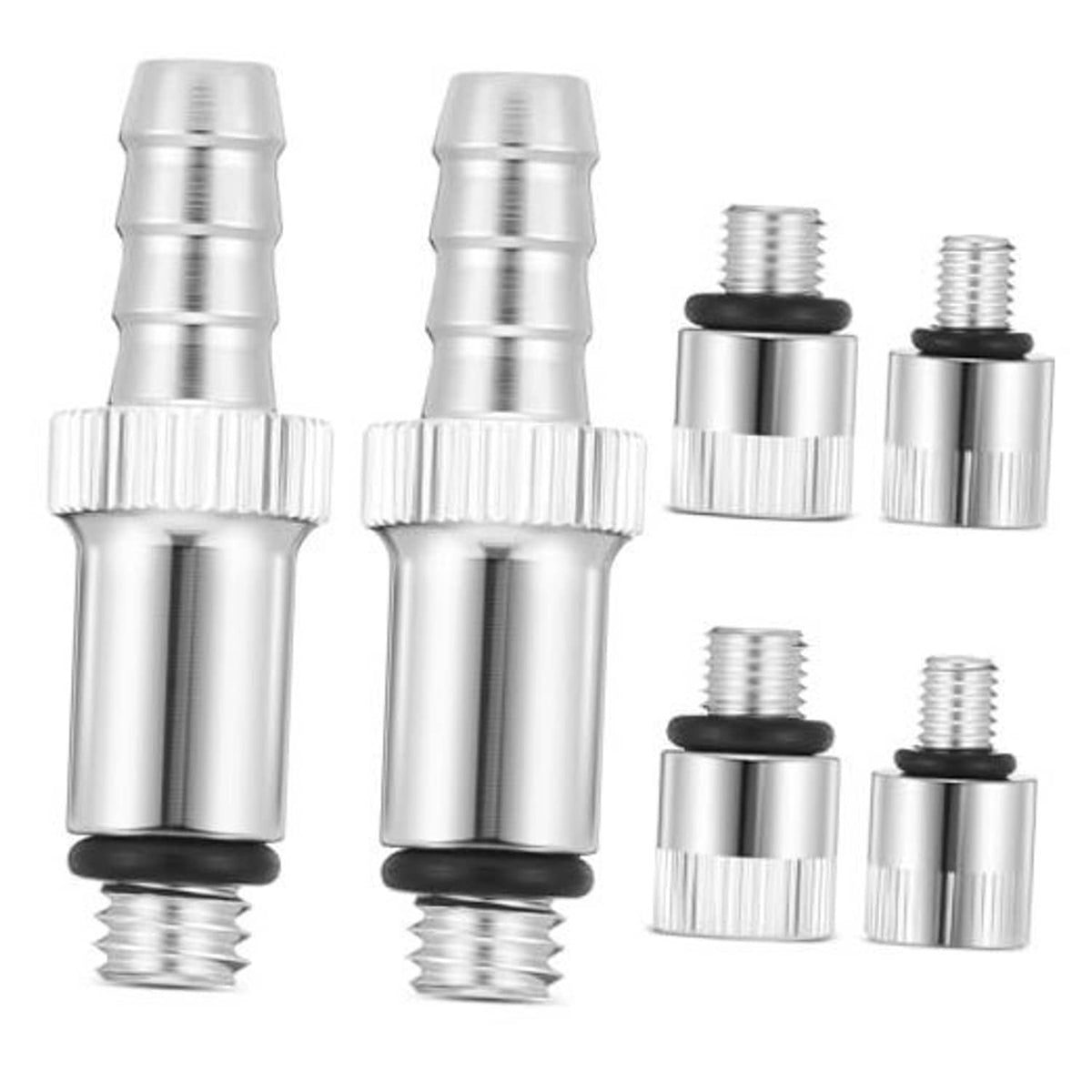 Stainless steel lower unit pump adapter set, 6 oil pump fittings with threaded ends
