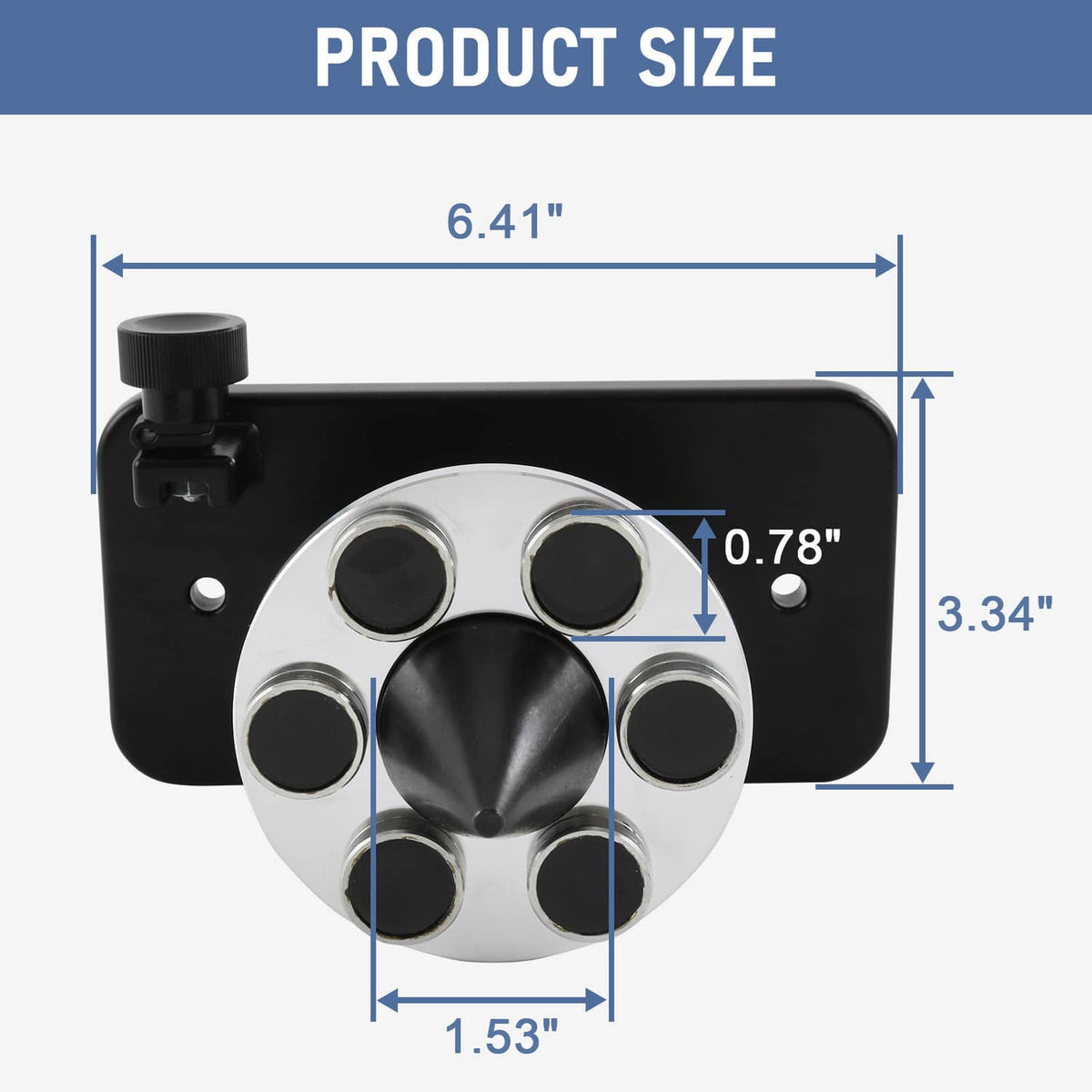 Black magnetic blade balancer front plate with magnet cups and central cone