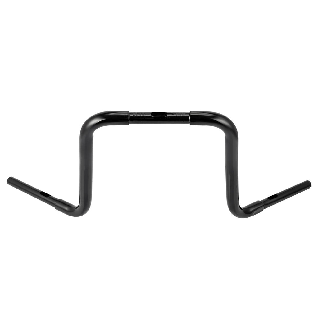 Black ape hanger handlebar, top view showing central bar and side open ends