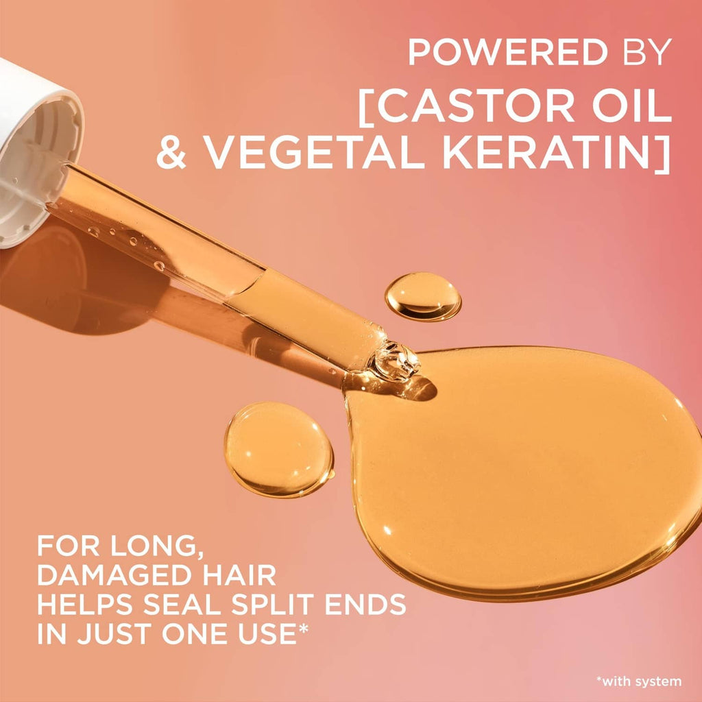 Leave-in cream nozzle with gold drops and castor oil plus vegetal keratin