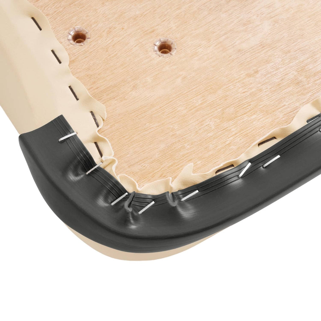 Beige underside cushion board with black mounting clips and molded base