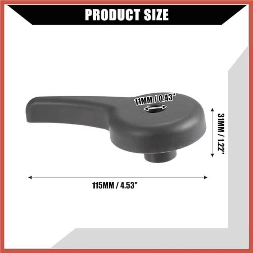Gray seat recliner handle lever with size measurement graphic for replacement fit.