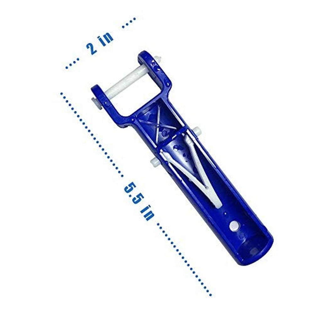 Blue pool vacuum handle replacement kit with V-clip and pin, angled close view