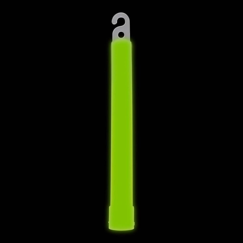 Green safety glow stick with loop hook top, translucent tube