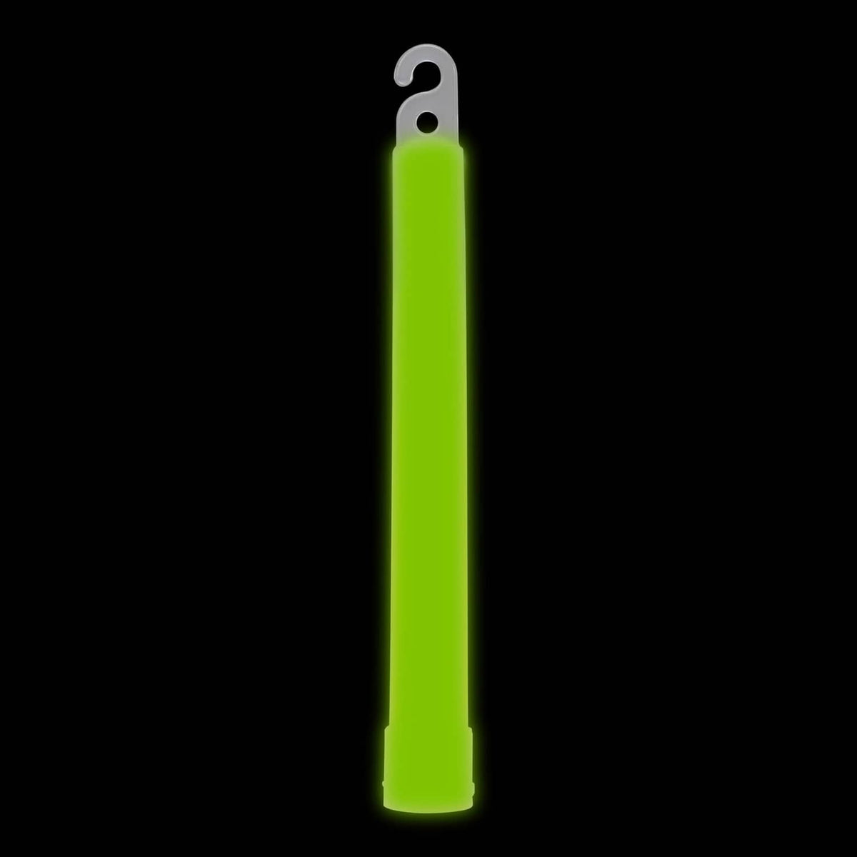 Green safety glow stick with loop hook top, translucent tube