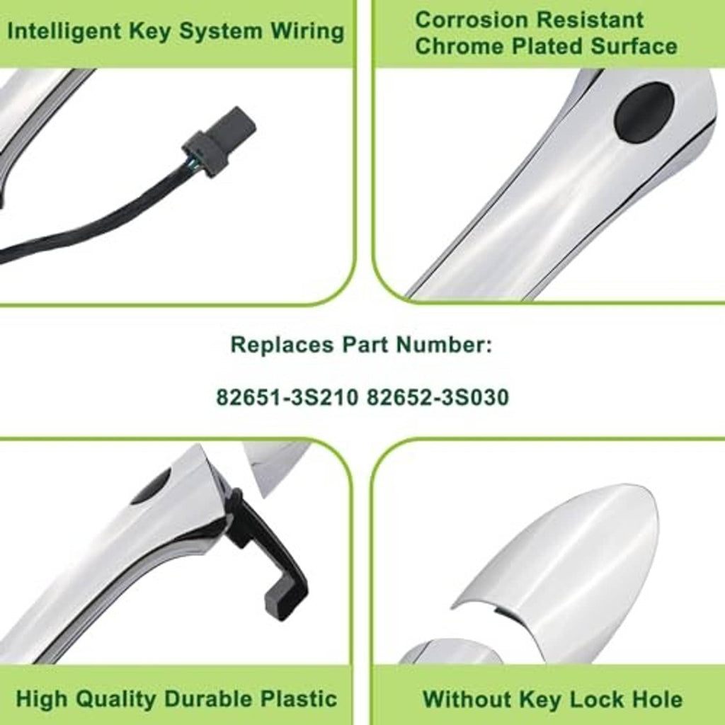Silver door handle detail with black wiring and corrosion-resistant chrome surface