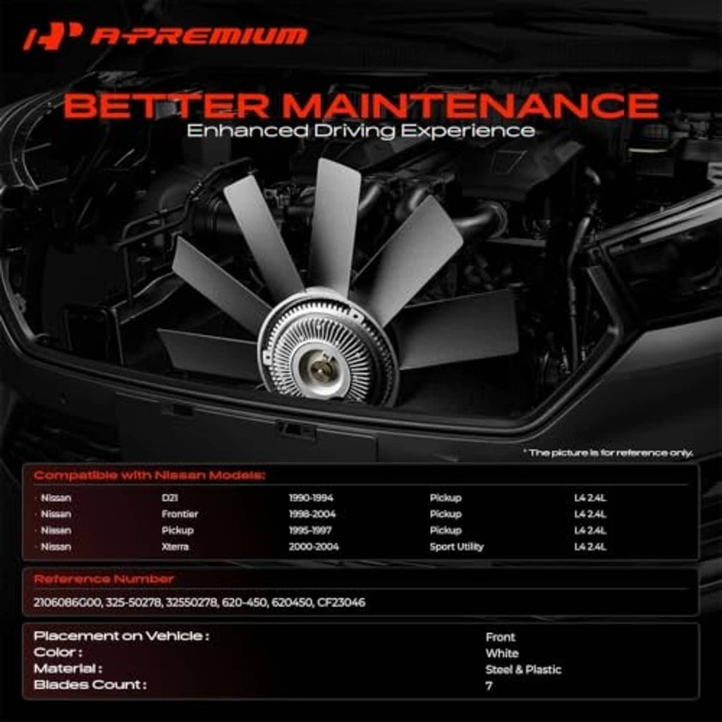 Radiator cooling fan blade assembly installed in engine bay, central hub visible