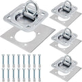 Recessed D-ring tie-down anchor kit with steel mounting plates, D-rings, and bolts