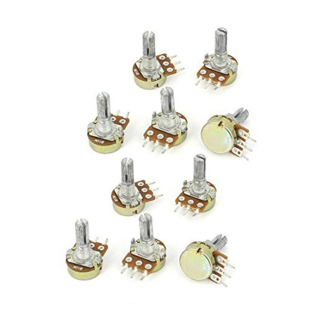 Potentiometer set with metal shafts and 3-pin boards; assorted 20 units shown