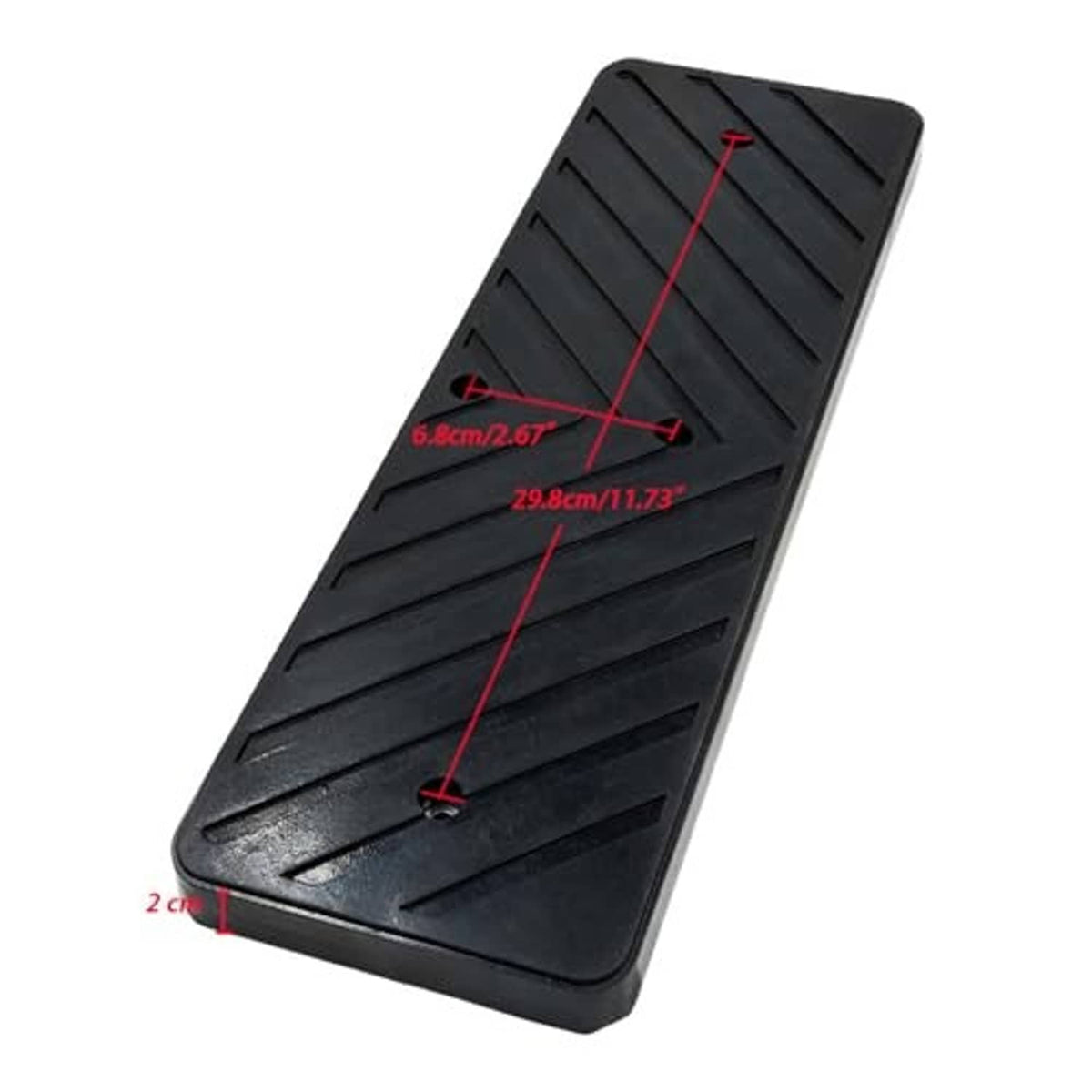 Black rubber tire changer pad with visible size dimension lines for reference