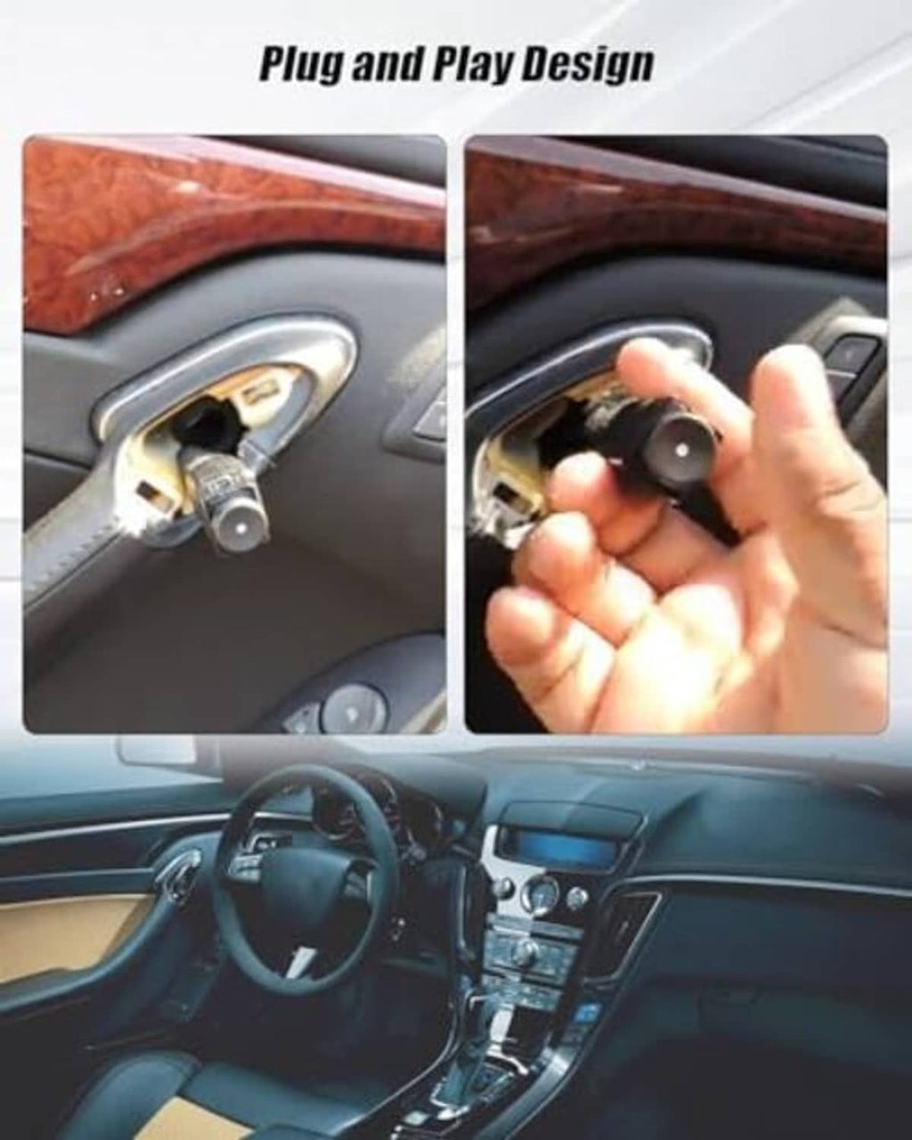 Door lock switch connector plug, black housing with wiring pins and latch