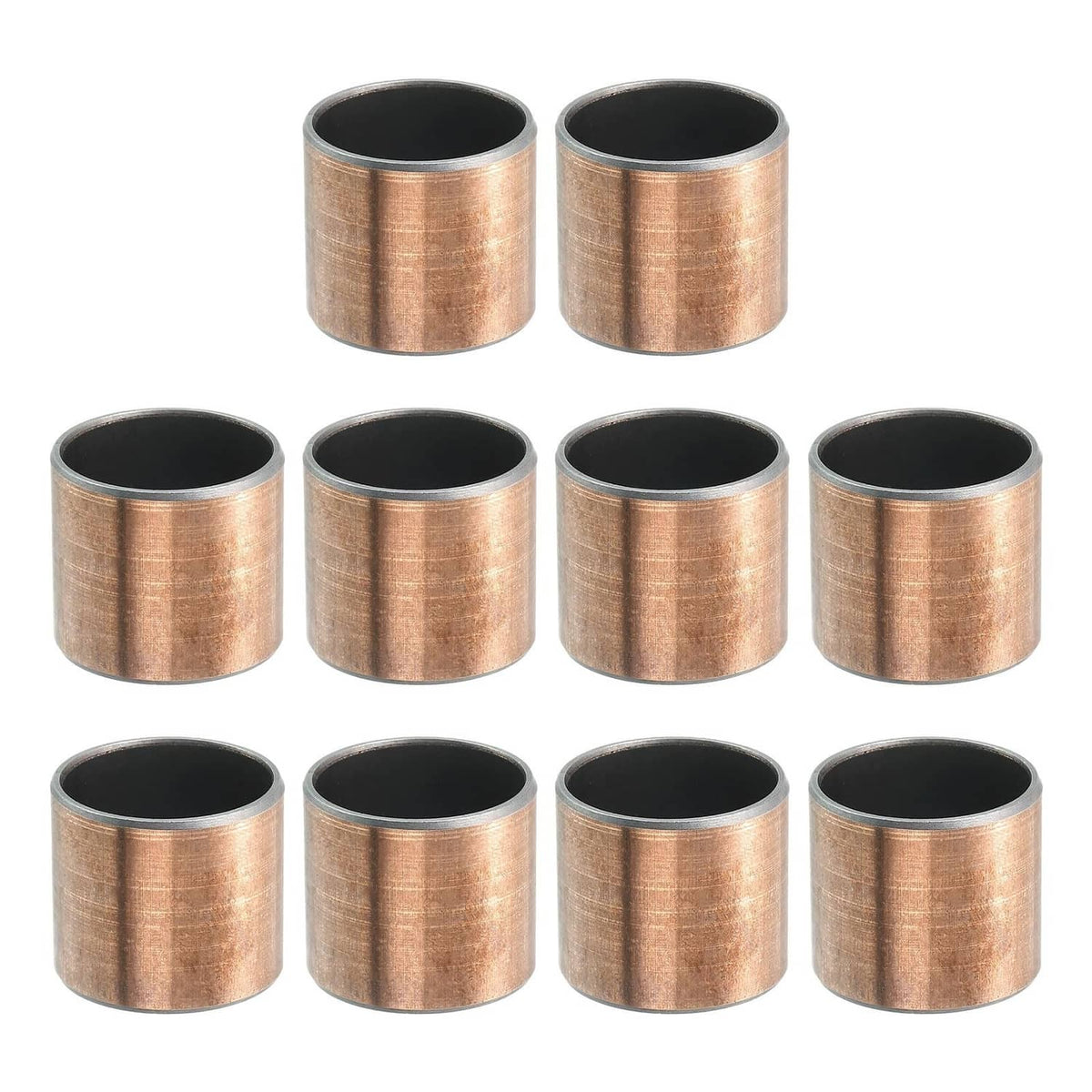 Brass sleeve bearings set of 10, black-lined inner bore metal rings