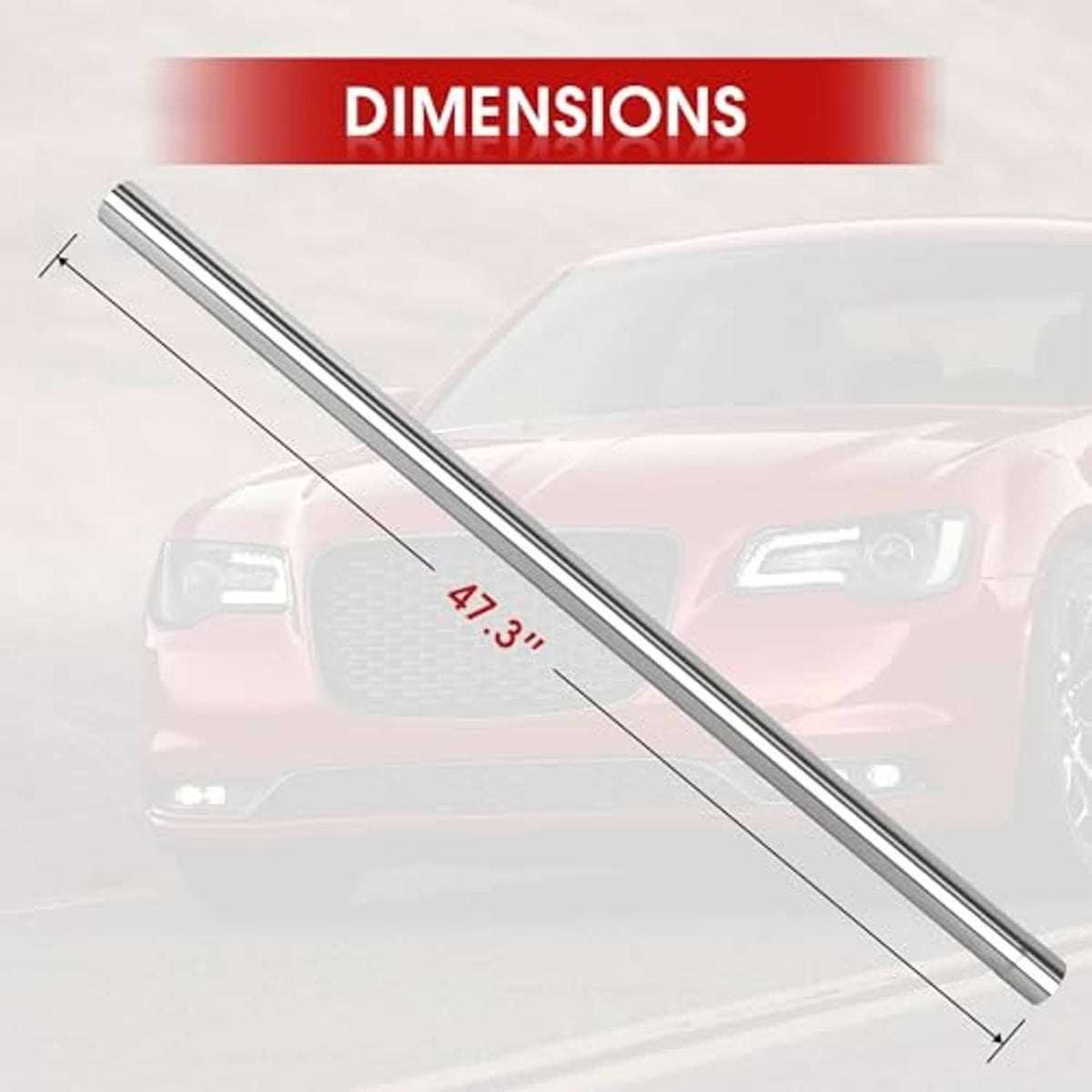 Polished stainless steel exhaust tubing rod, 47.3 in long, 2.5 in diameter