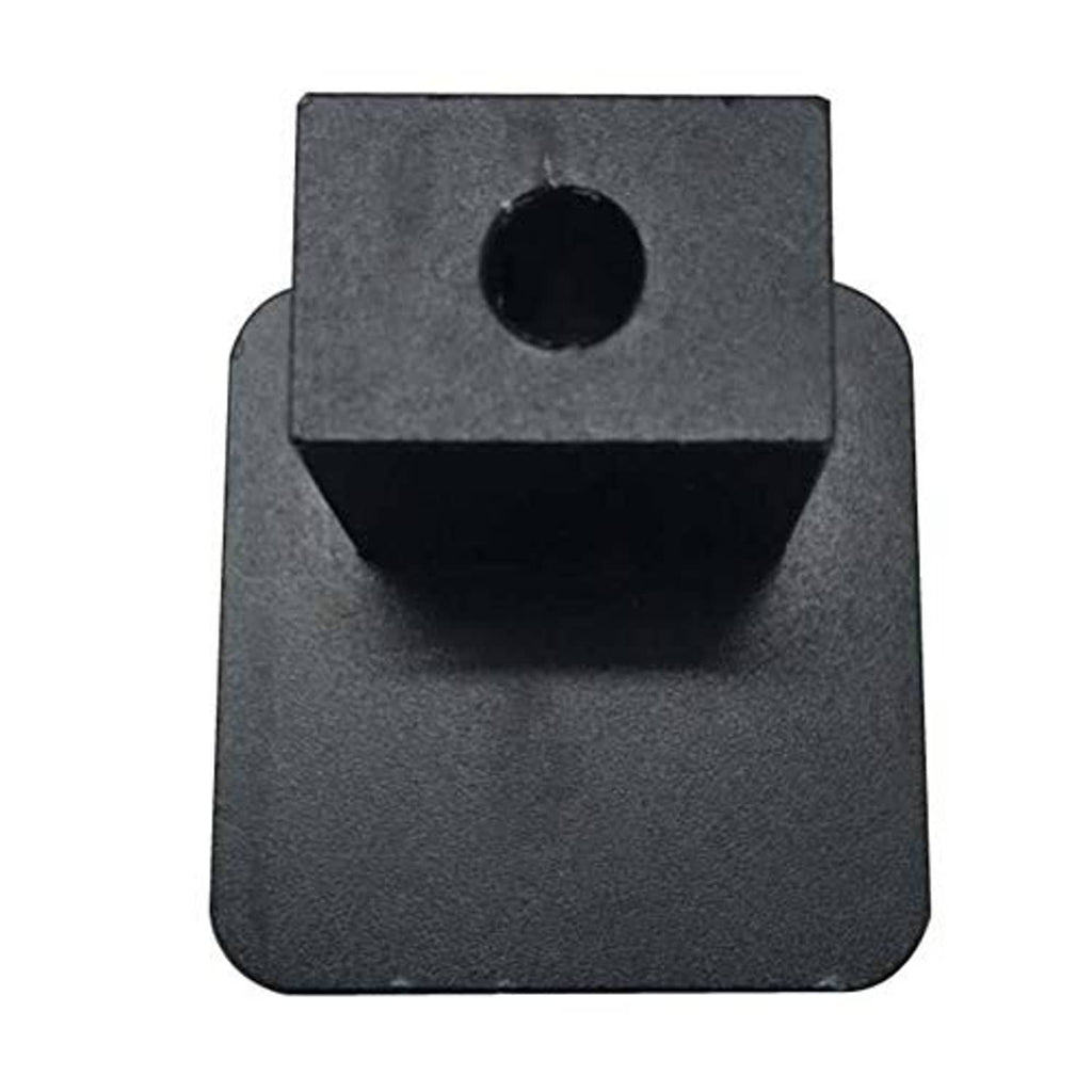 Black billet aluminum hood latch release handle mounting piece with circular hole