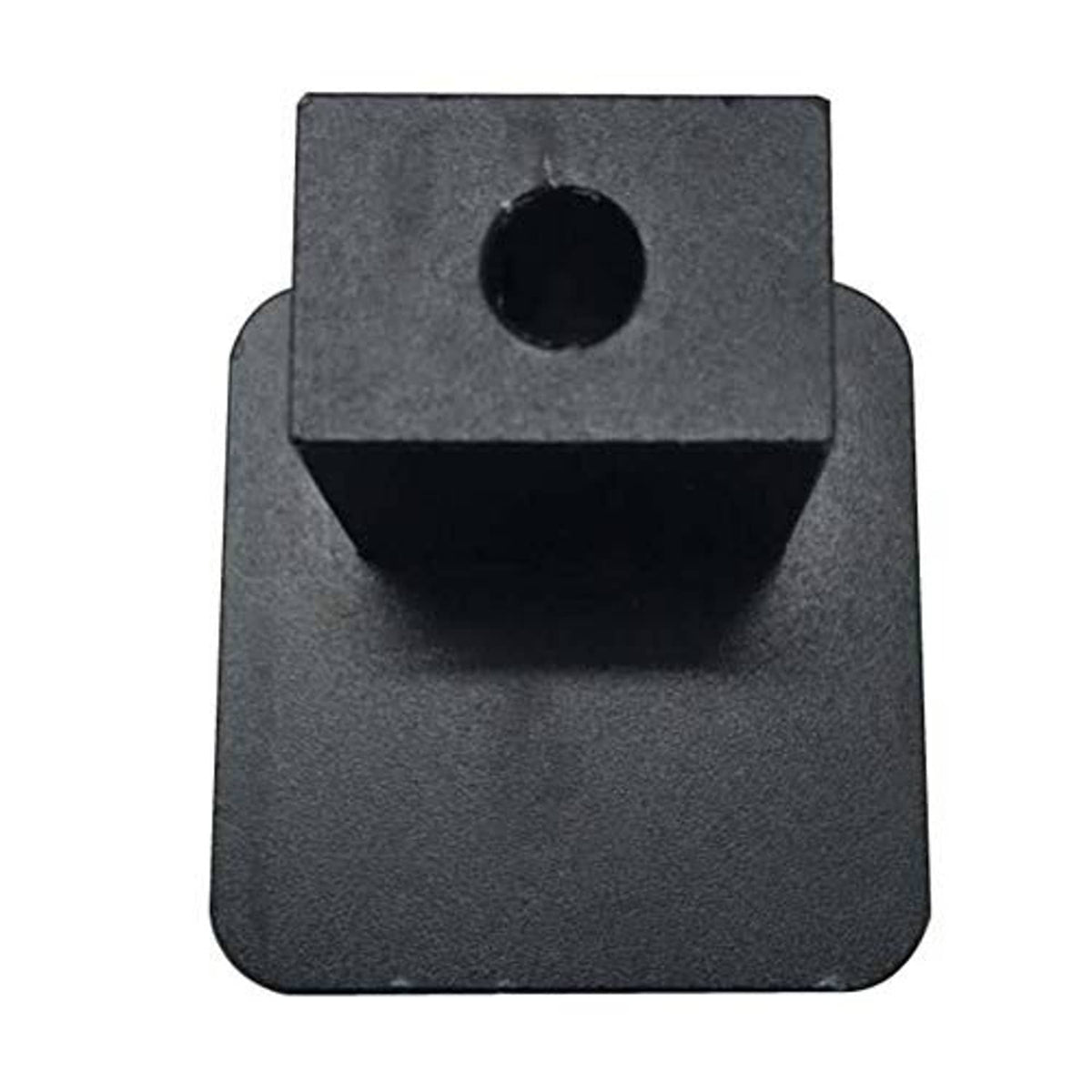 Black billet aluminum hood latch release handle mounting piece with circular hole