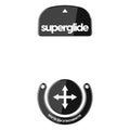 Superglide mouse skates, black circular set with directional arrow graphic