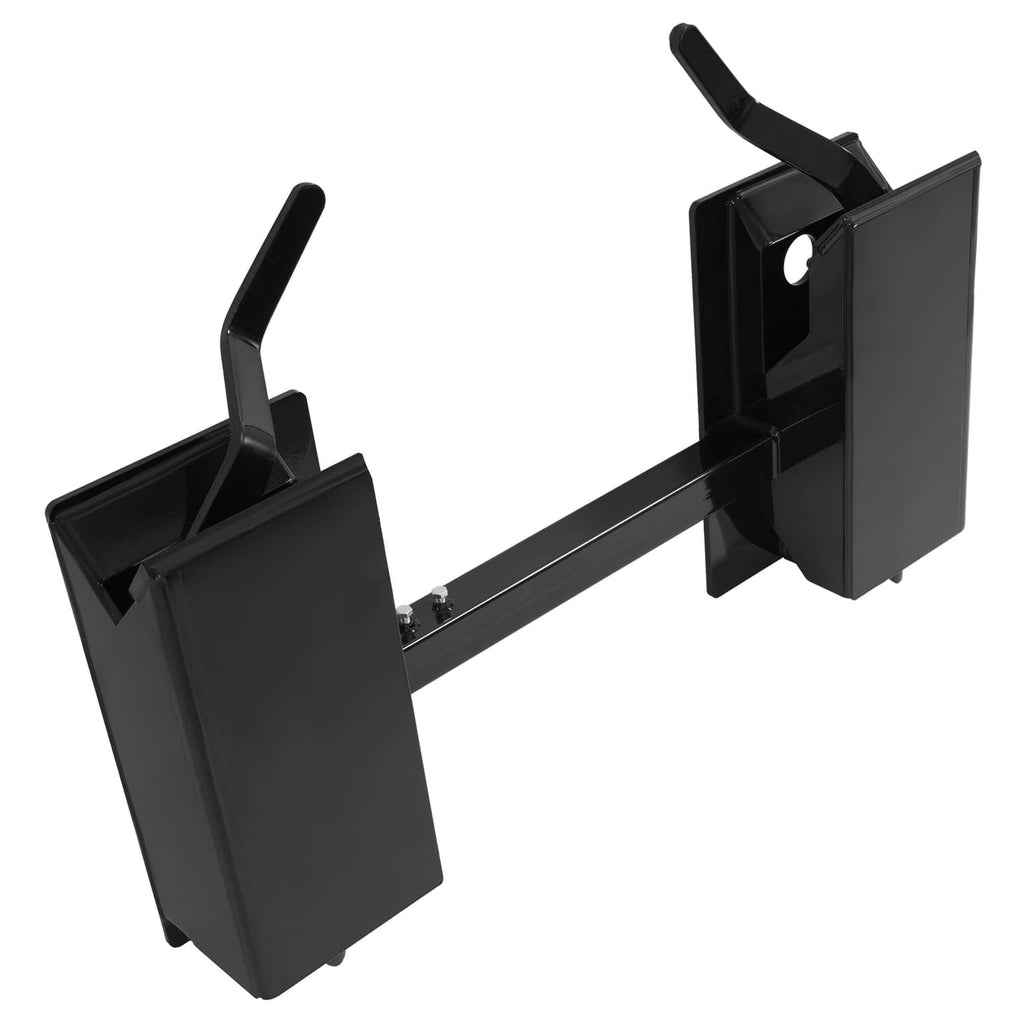 Black side-mount quick-tach adapter with pivot hooks and mounting openings