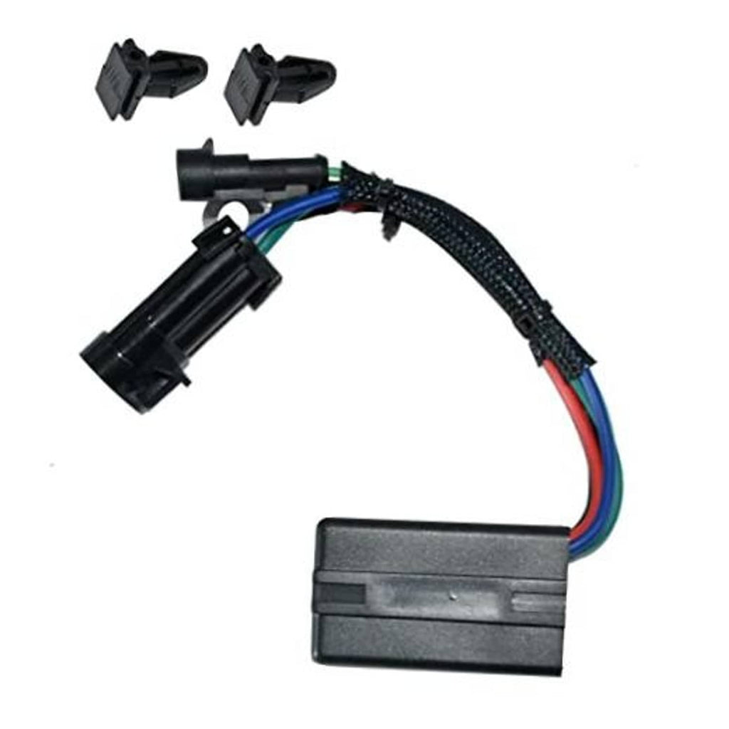 Tilt trim relay switch harness with gray relay box and red/blue/green wire leads