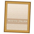 Gold plastic picture frame with decorative border, designed for 8 x 10 in photos
