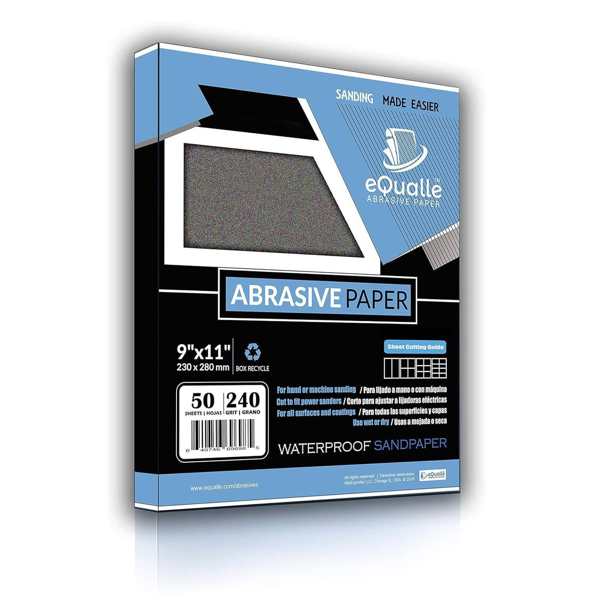 240 grit waterproof sandpaper sheets, black abrasive paper pack (50, 9x11 in)