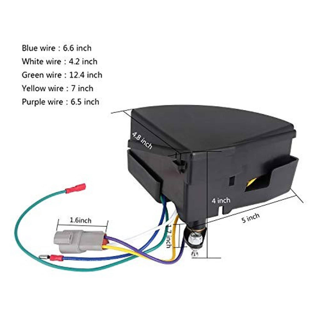 Black wiper switch housing with multicolor wire leads and a mounting connector.