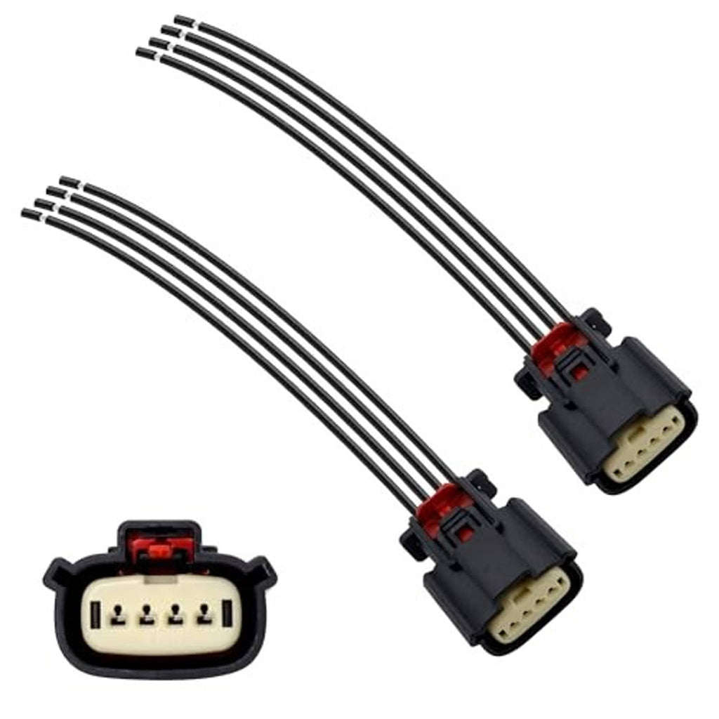4-wire headlight connector pigtail adapter harness, pair of plugs with two-wire leads