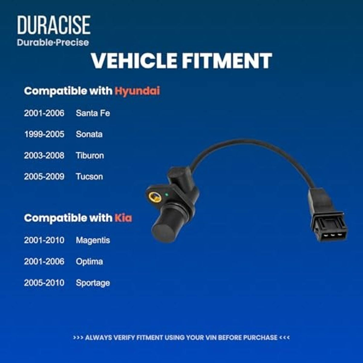 Crankshaft position sensor with cable and 4-pin electrical connector