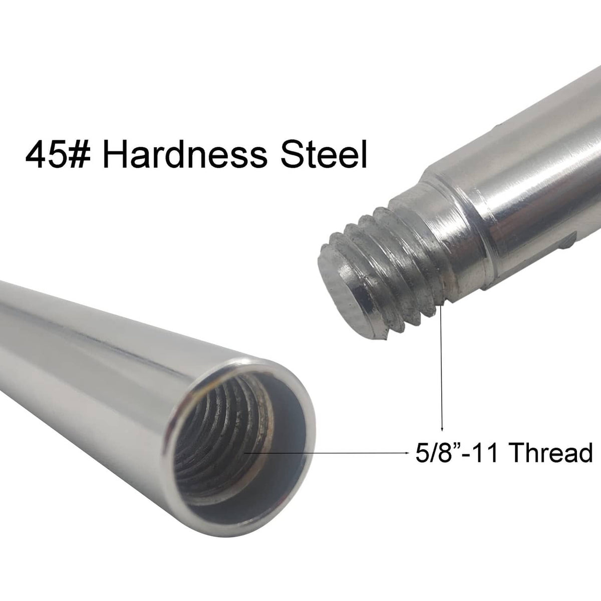 Silver steel extension shaft with 5/8-11 thread and hardened 45# steel
