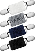 Set of 4 dress cinch clips with ribbed fabric bands in white, gray, navy, black