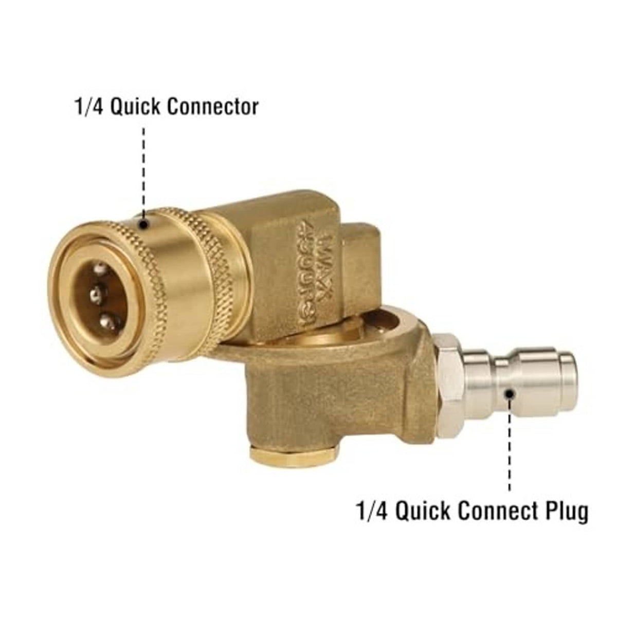 Brass 1/4 quick connector body with matching plug and quick-connect socket