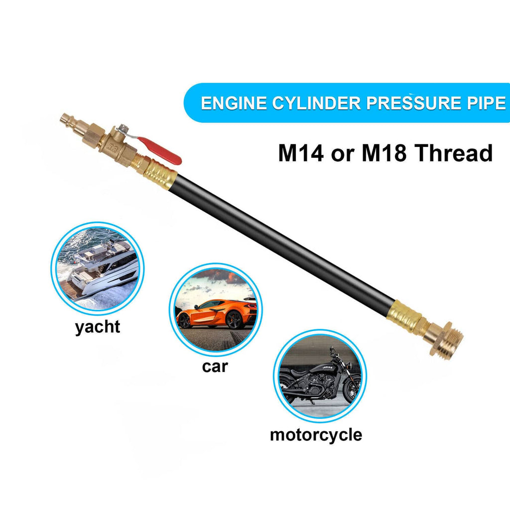 Engine cylinder pressure pipe with M14 or M18 threaded brass ends
