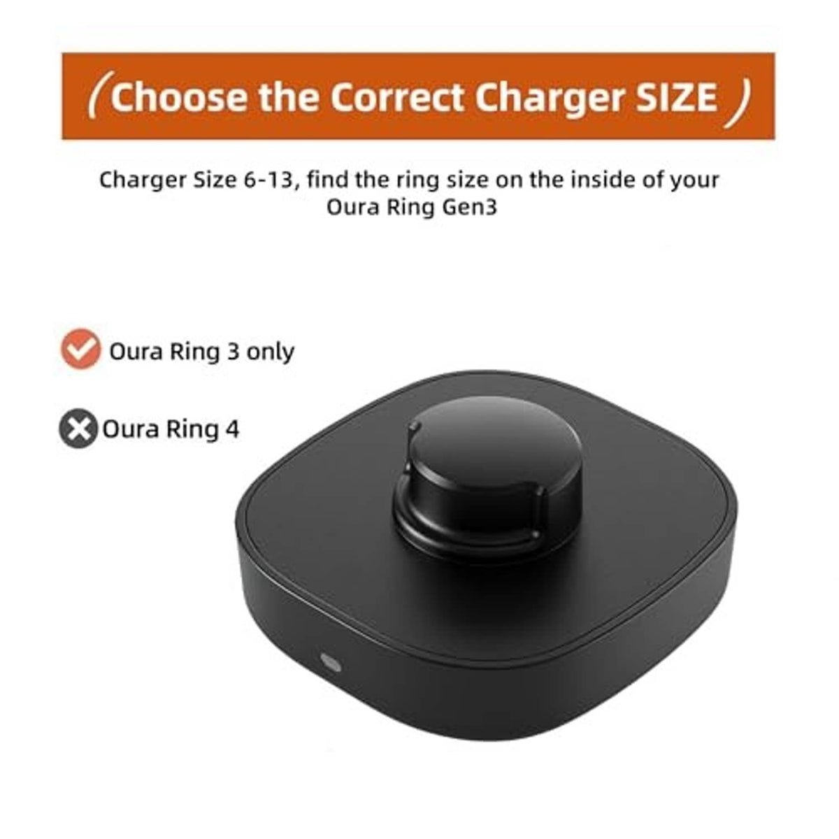 Black compact charging dock with center pin and ring holder opening