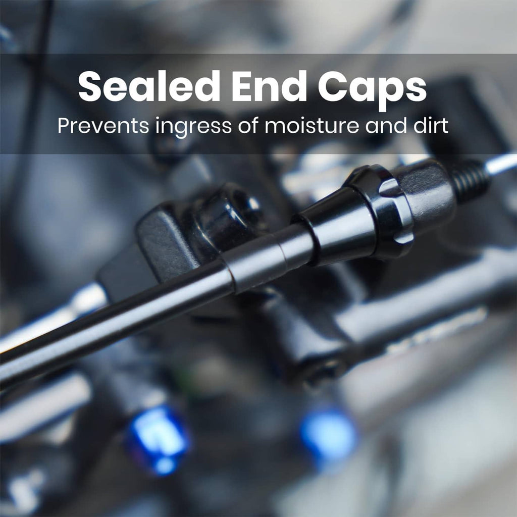 Sealed brake cable end cap for blocking moisture and dirt