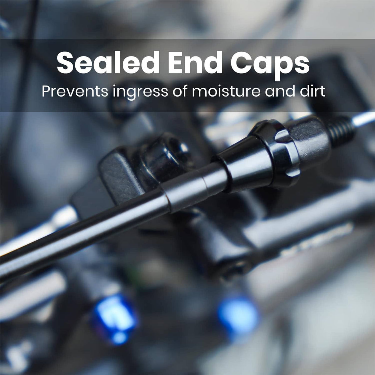 Sealed brake cable end cap for blocking moisture and dirt