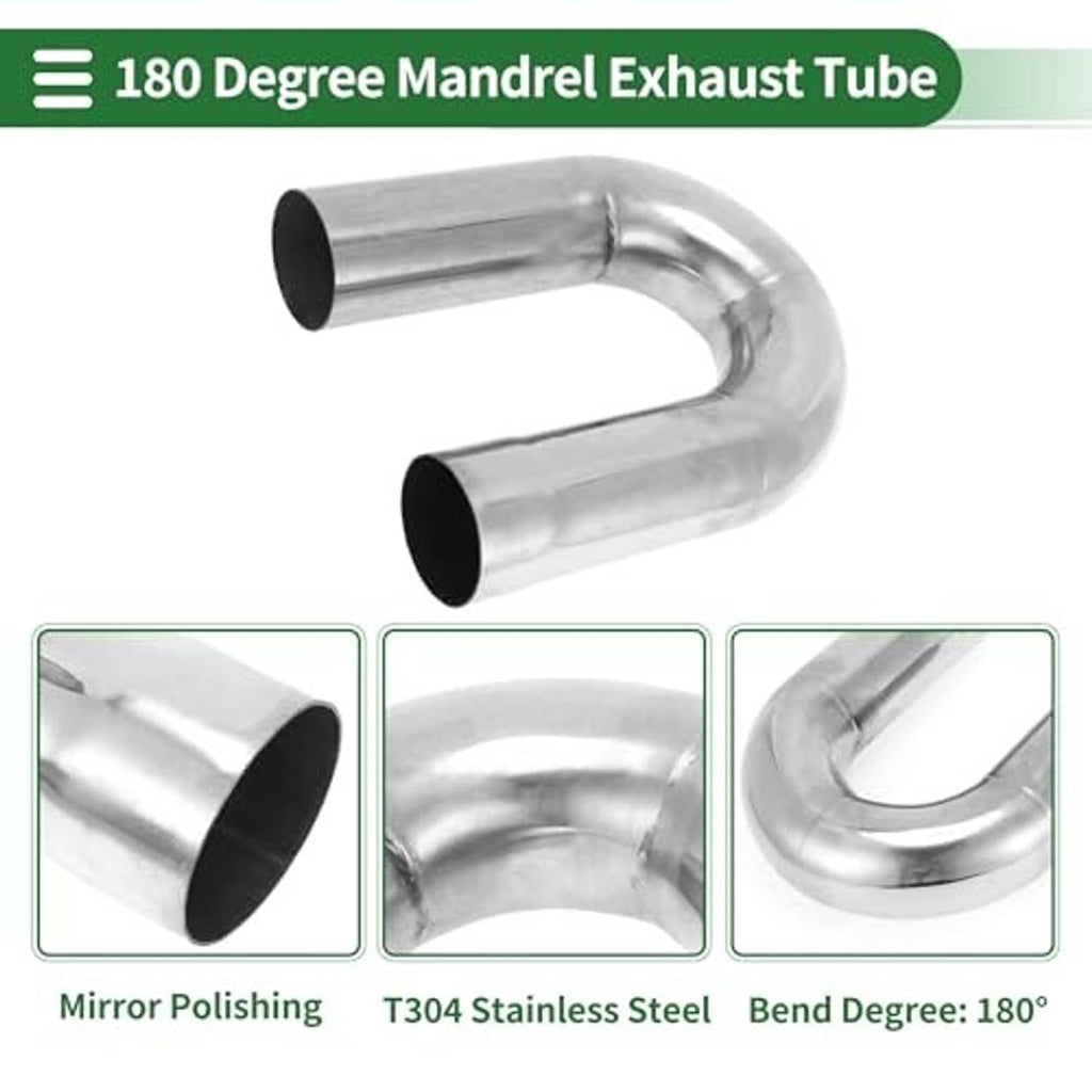 Stainless 180-degree mandrel exhaust tube U-bend with two open ends