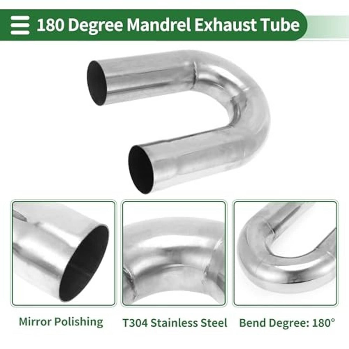 Stainless 180-degree mandrel exhaust tube U-bend with two open ends