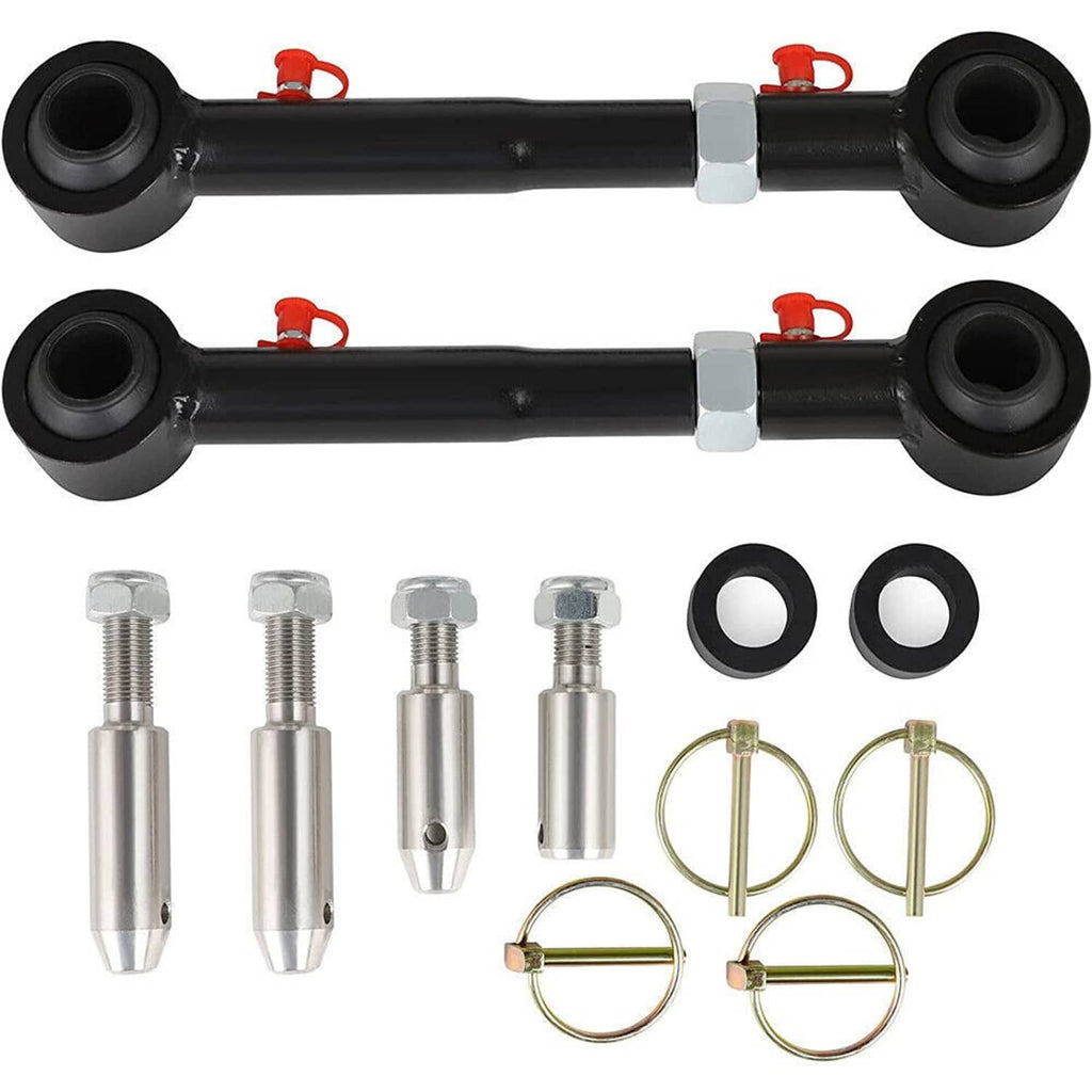 Front sway bar link disconnect kit with two black links, bolts, washers, and retaining rings