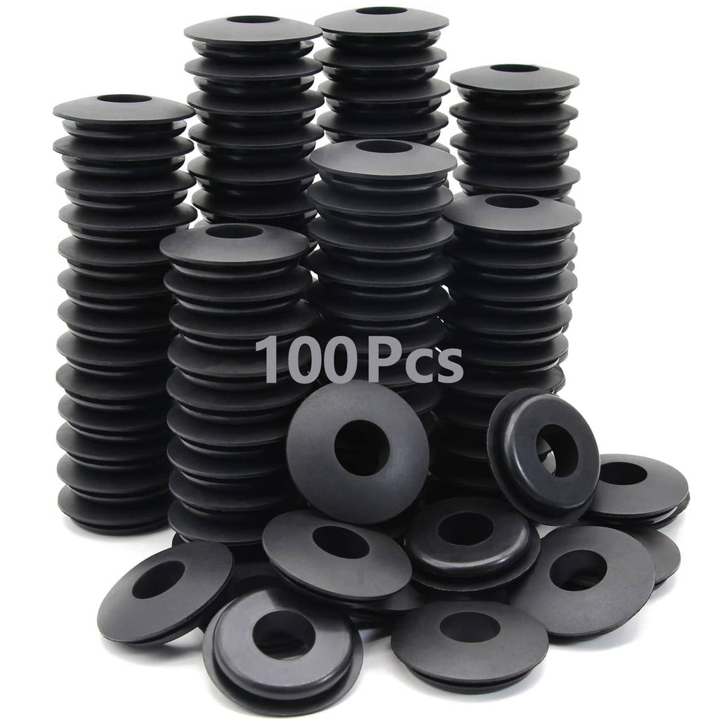 Black rubber glad hand seal gaskets, 100-piece set with round center holes