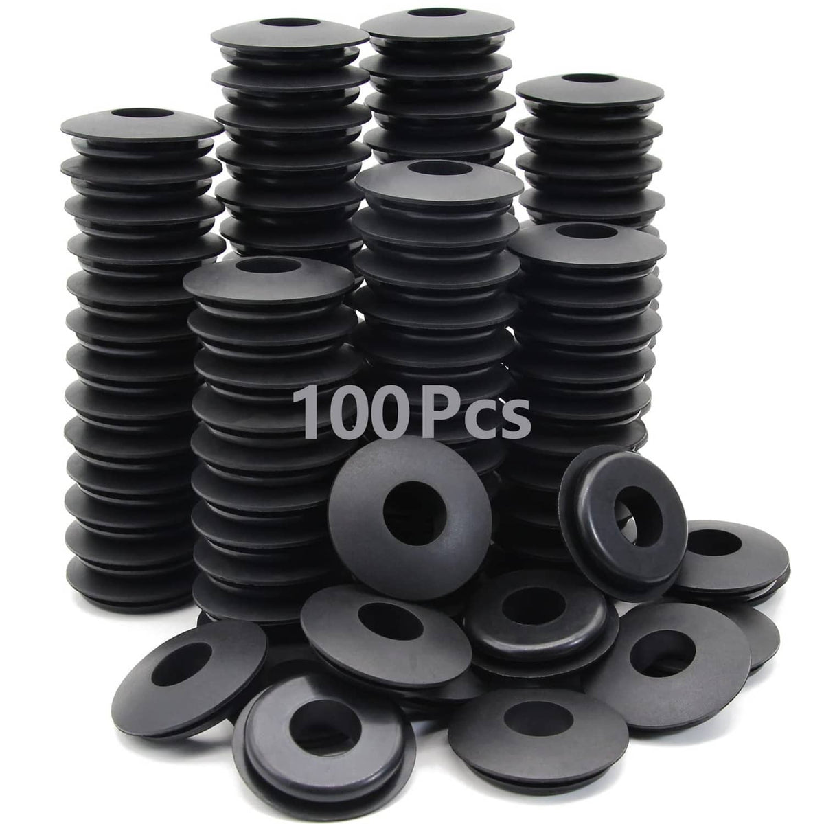 Black rubber glad hand seal gaskets, 100-piece set with round center holes
