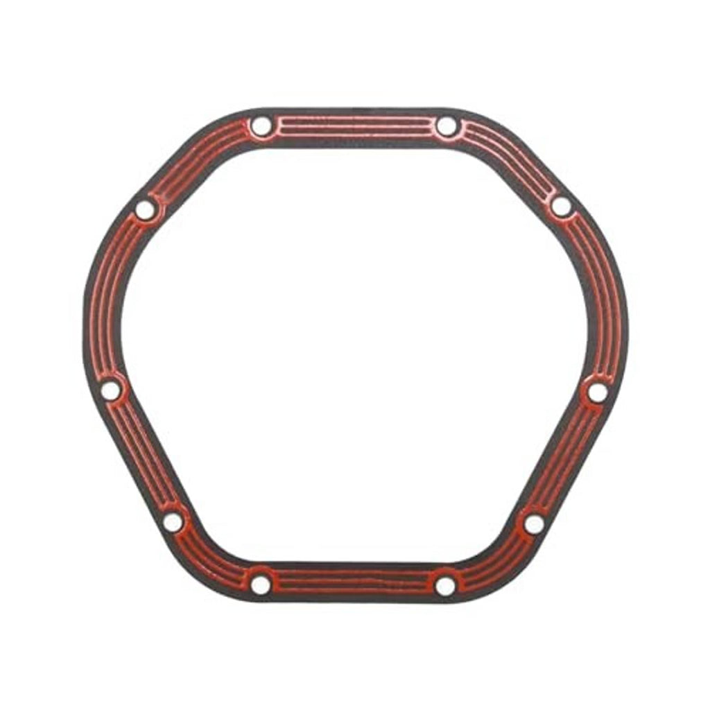 Octagonal gasket ring with red ribbed stripes and evenly spaced bolt holes