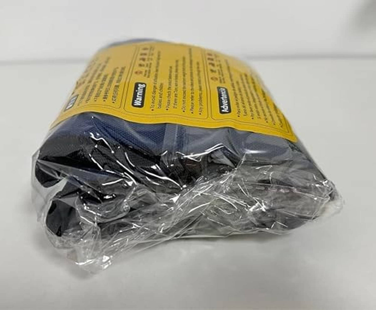 Neppt wheelchair seatbelt restraints, clear bag with yellow instruction label visible.