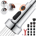 Chrome kitchen faucet spray head replacement with black pause control button