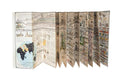 Historical timeline wall panel with fold-out chart pages showing map and diagrams
