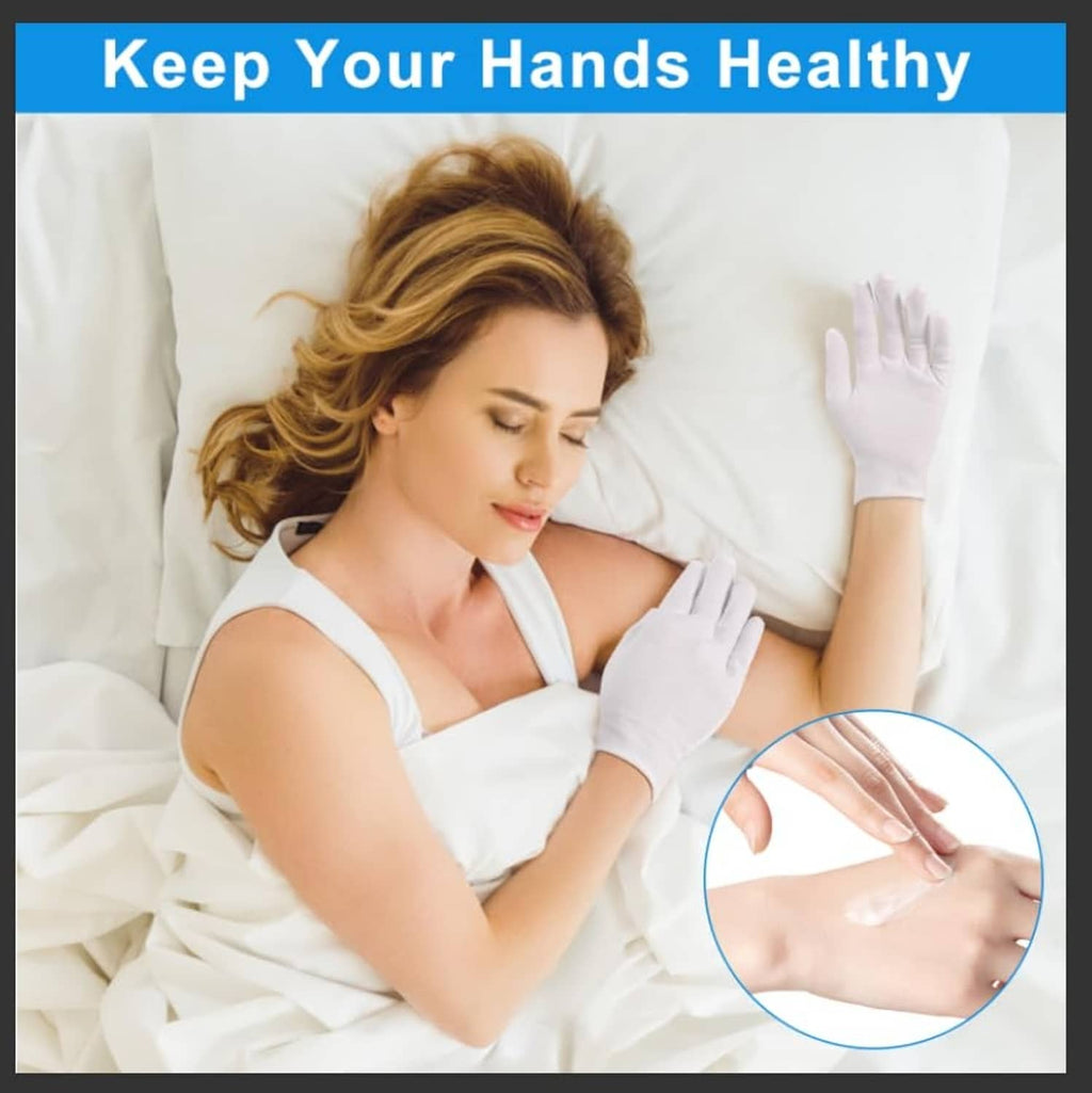 White cotton gloves worn at night, three-pair set, hand and finger coverage