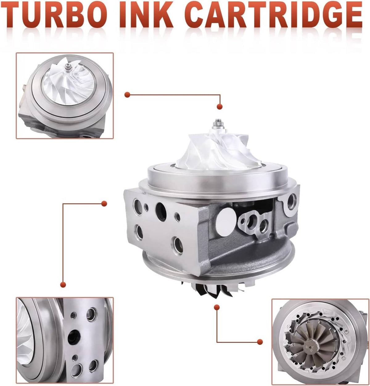 Turbo ink cartridge (turbo ink) diagram with cartridge body and side detail views.