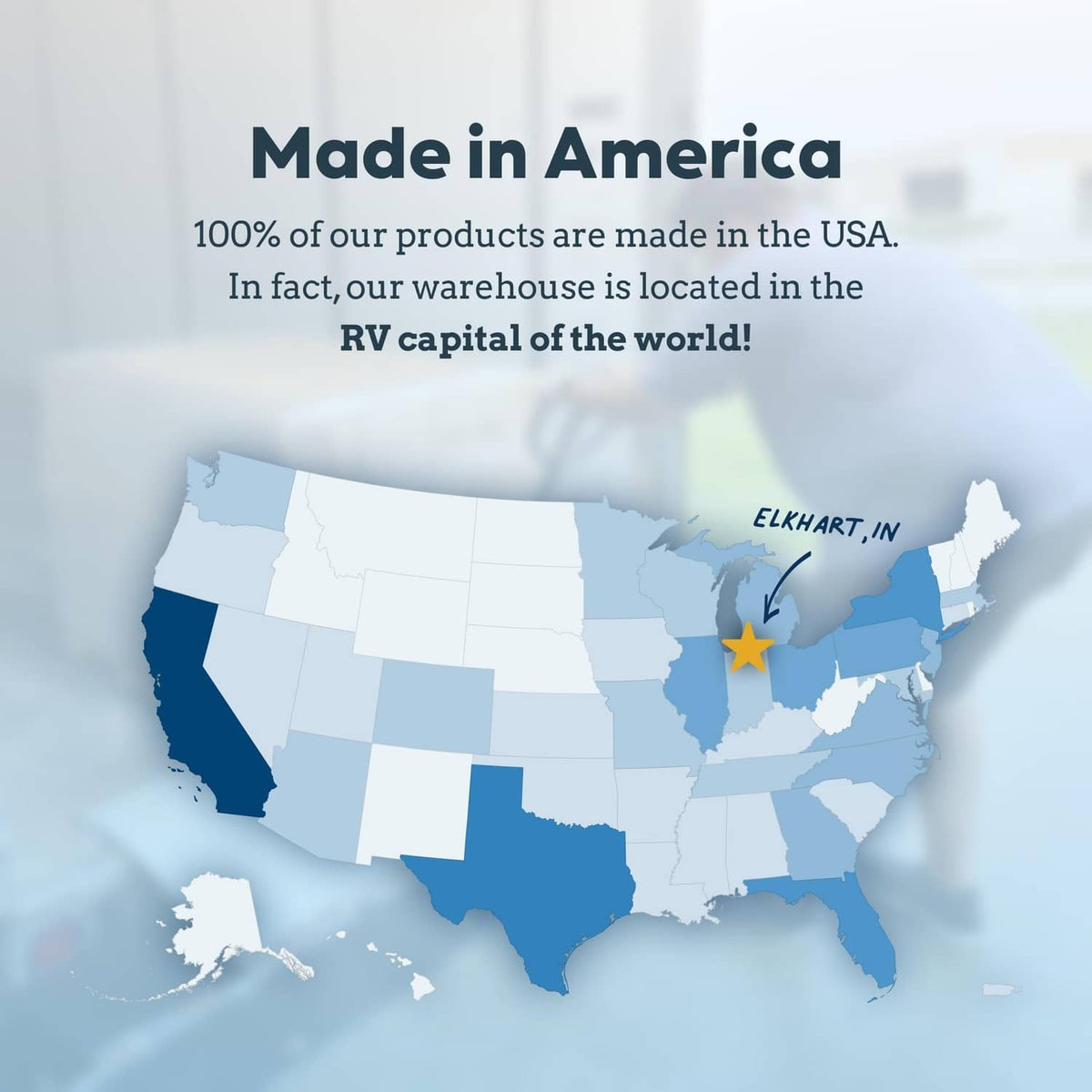 Gray tank treatment made-in-America promotional map graphic
