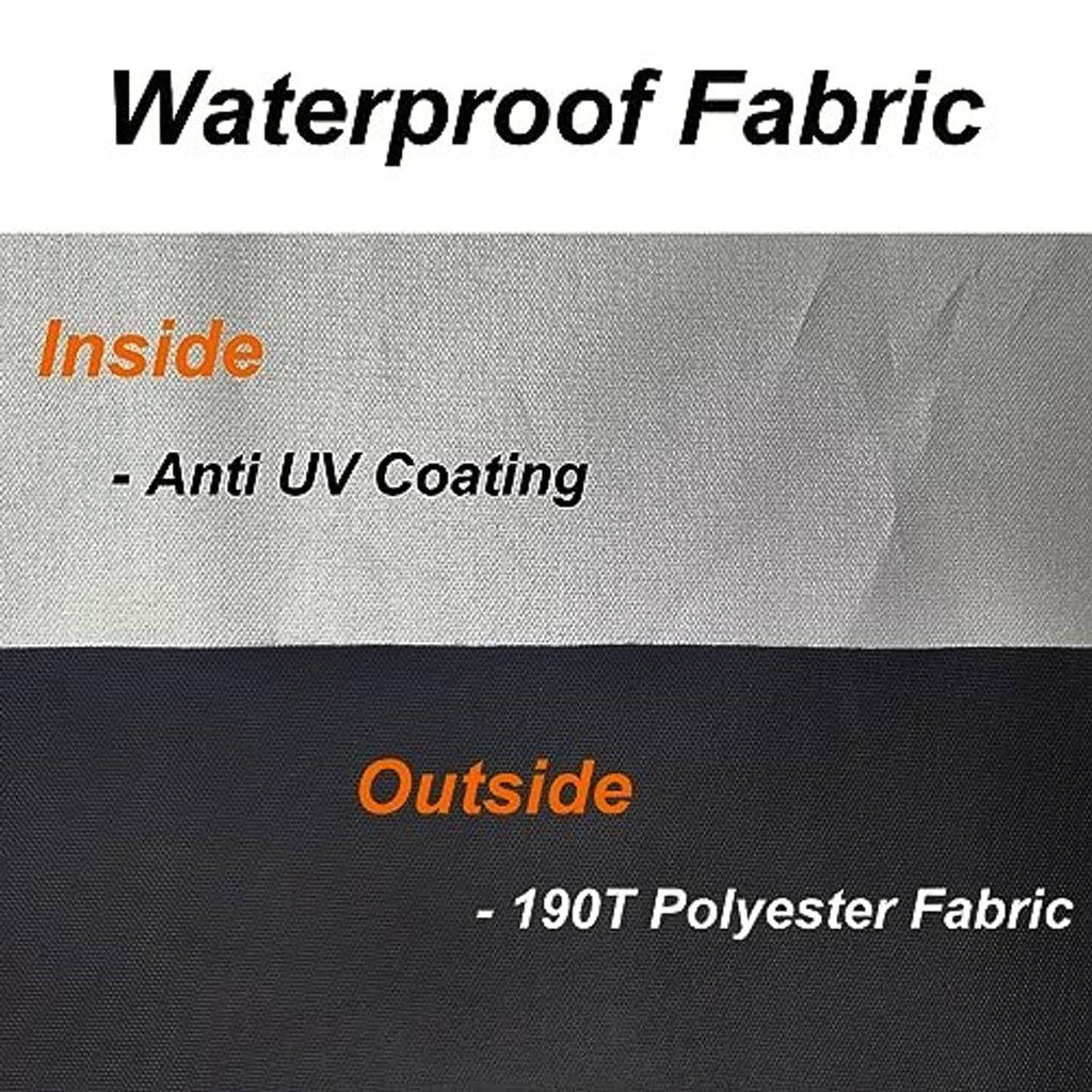 Waterproof-style cover fabric showing light gray inner layer and black outer layer